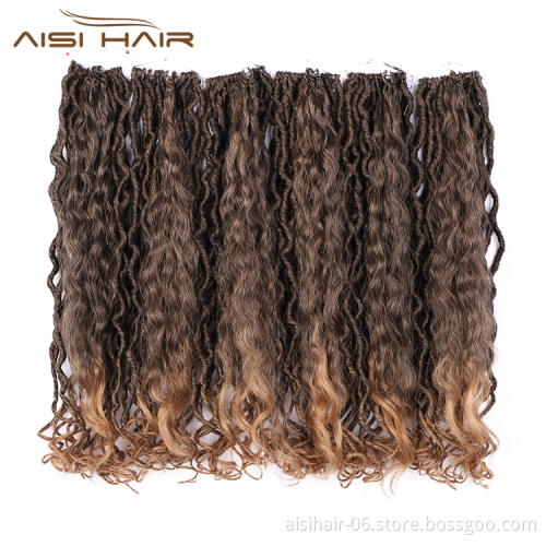 Aisi Hair Wholesale Faux Locs Ombre Brown Crochet Braids Hair Faux Locks Synthetic Braids Hairpieces Extensions For Black Women